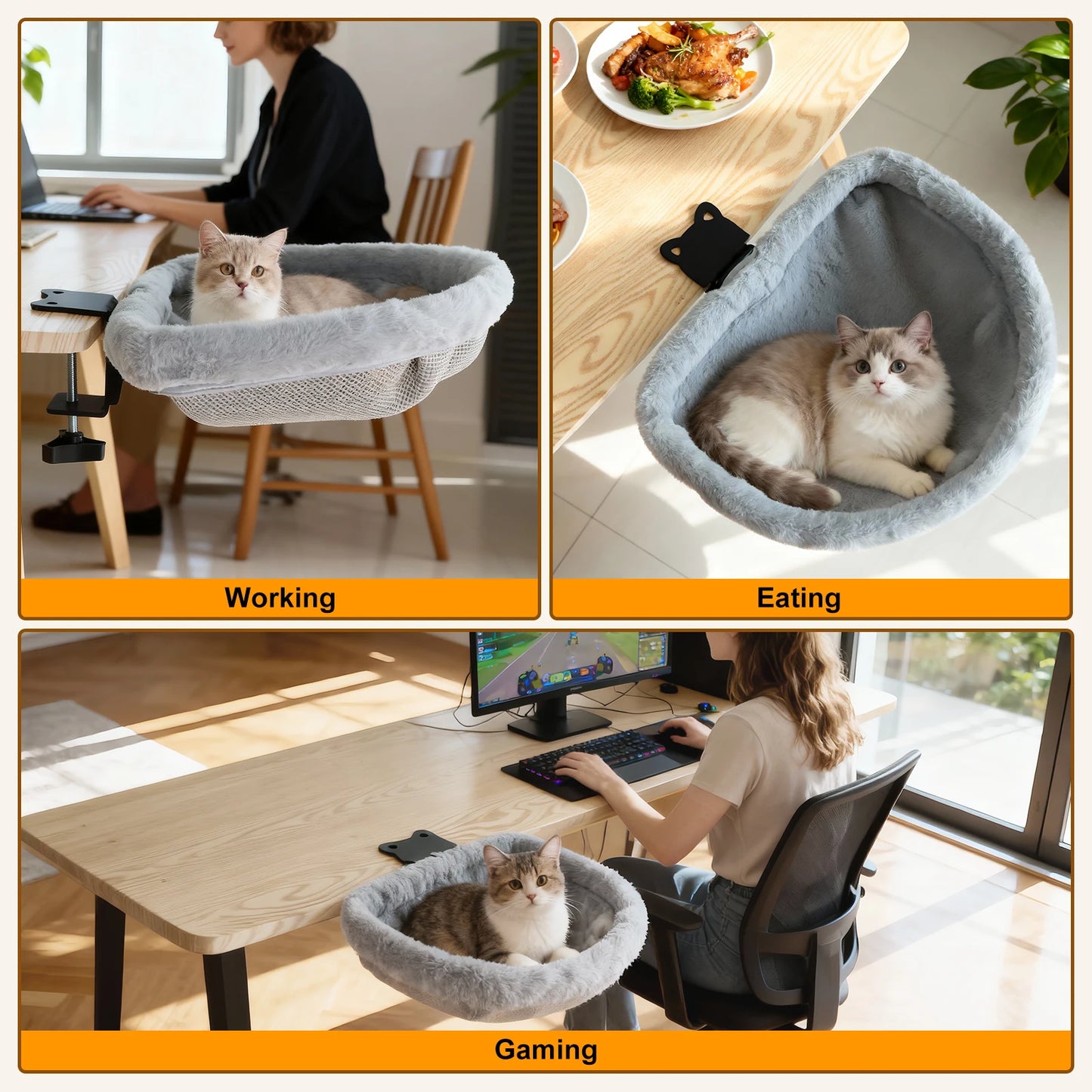 Cat Desk Bed One-Click Folding