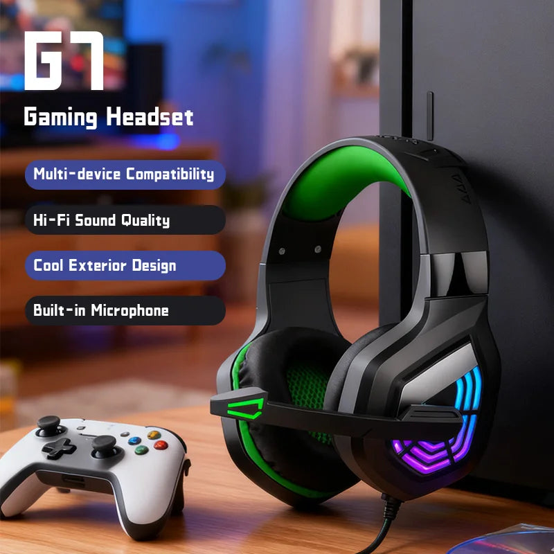 G7 LED Light Gaming Headset USB